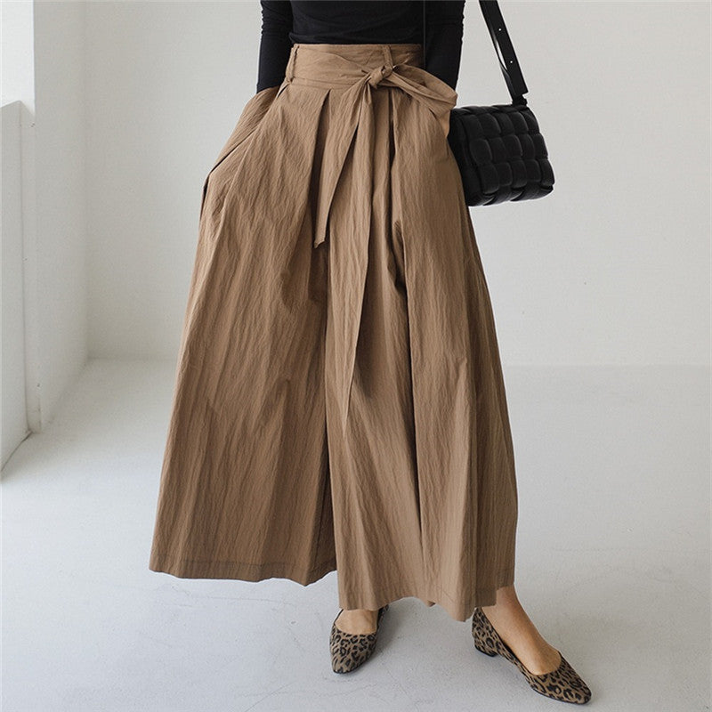 maoxiangshop 2000s fashion Plus Size Wide-Leg Pants Skirt 2024 Autumn New Elastic High Waist Pants BF Casual Student Slimming Flared Cropped Pants