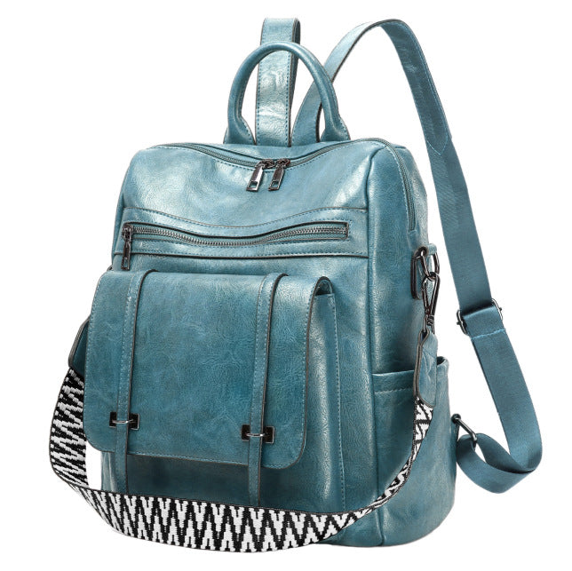 MAOXIANGSHOP 2025 retro women's backpack new high-end PU soft leather dual-purpose shoulder bag large-capacity commuter backpack women