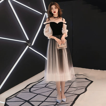 Black small evening dress skirt women can usually wear high-end texture long host high-end atmosphere elegant host