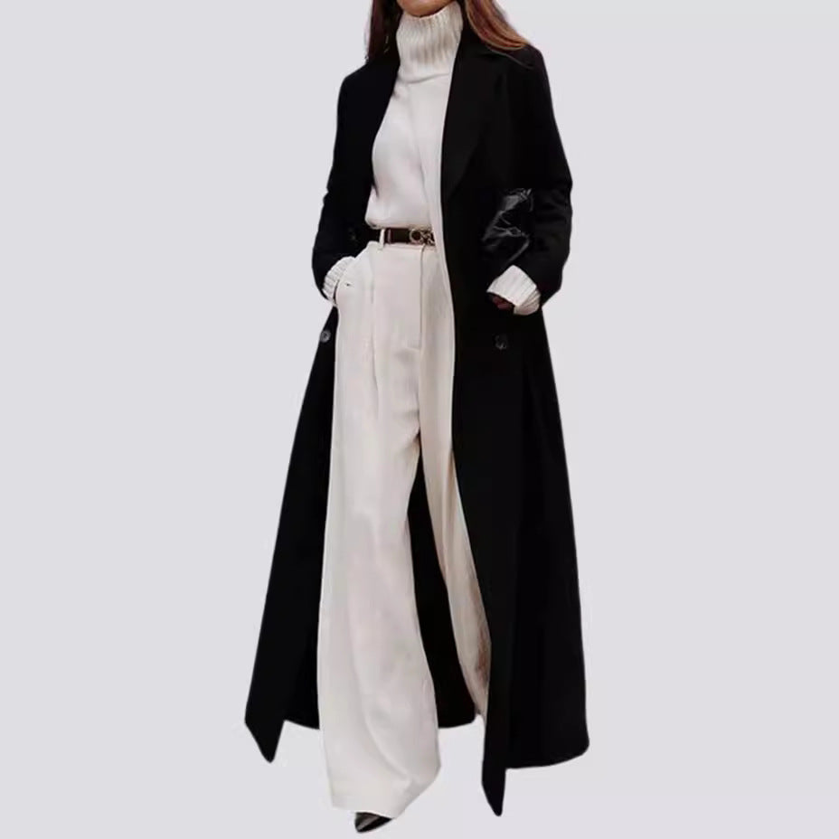 maoxiangshop western outfits women 2024 Autumn and Winter Women's Casual Long Solid Color Warm Woolen Coat Overcoat