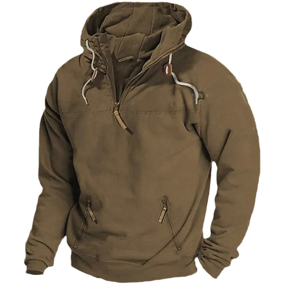 maoxiangshop-shop birkenstock clogs outfit fall Autumn and Winter New Men's Hooded Solid Color Sweater Youth Sports Casual Loose Solid Color Sweater Jacket
