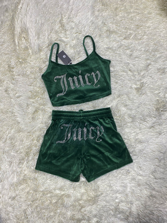 maoxiangshopJuicy Apple Velvet 2 Piece Set Women Outfits Sexy Fashion Tube Crop Top Drawstring Shorts Set Loose Summer Clothes Y2k Tracksuit