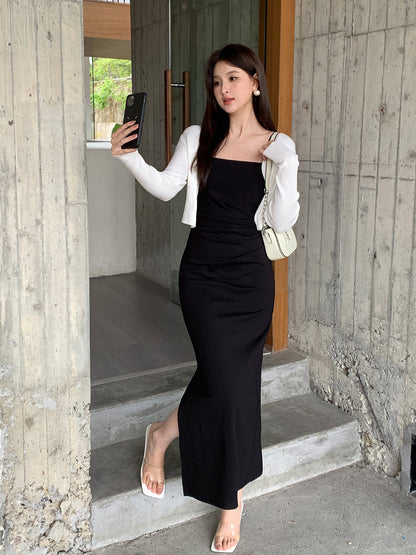 2025 summer clothing new high waist and thin temperament suspender dress high-end long dress children 88192