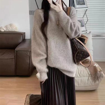 maoxiangshop-shop fall outfits 2024 Autumn and Winter Japanese Style Fresh Soft Milk Lazy Style Sweater Women's Solid Color Base Solid Color Casual Loose Knitted Pullover