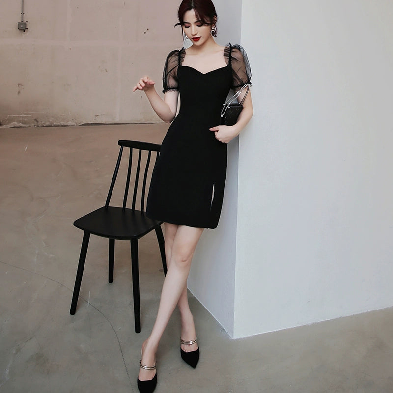 Black evening dress skirt women  new models can usually wear short banquets simple and generous temperament birthday small man