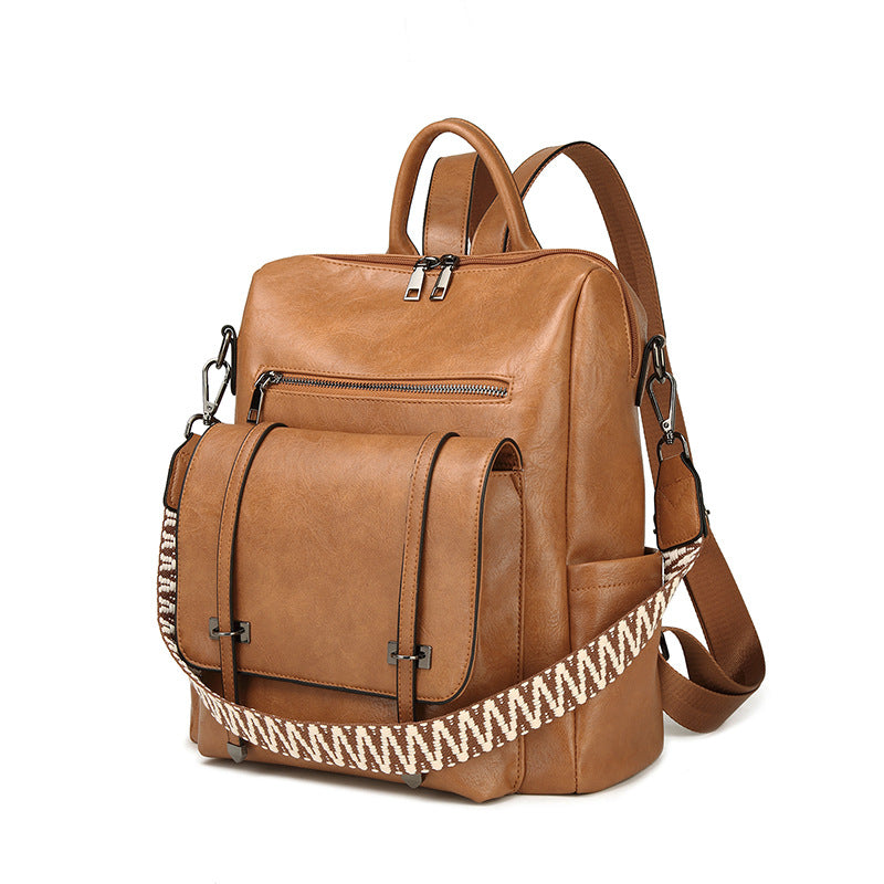 MAOXIANGSHOP 2025 retro women's backpack new high-end PU soft leather dual-purpose shoulder bag large-capacity commuter backpack women