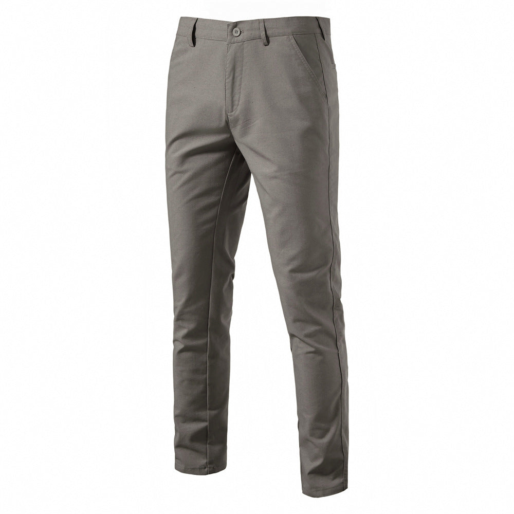 MAOXIANGSHOP 2025 Autumn new men's cotton and linen casual pants breathable straight teen solid color versatile men's trousers