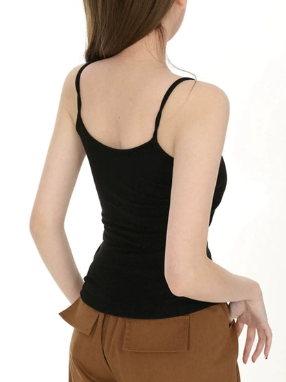 Solid Color Slim and Skinny Spice Girl Pure Desire Suspender Vest Women's Summer New Elastic Casual Halter Top