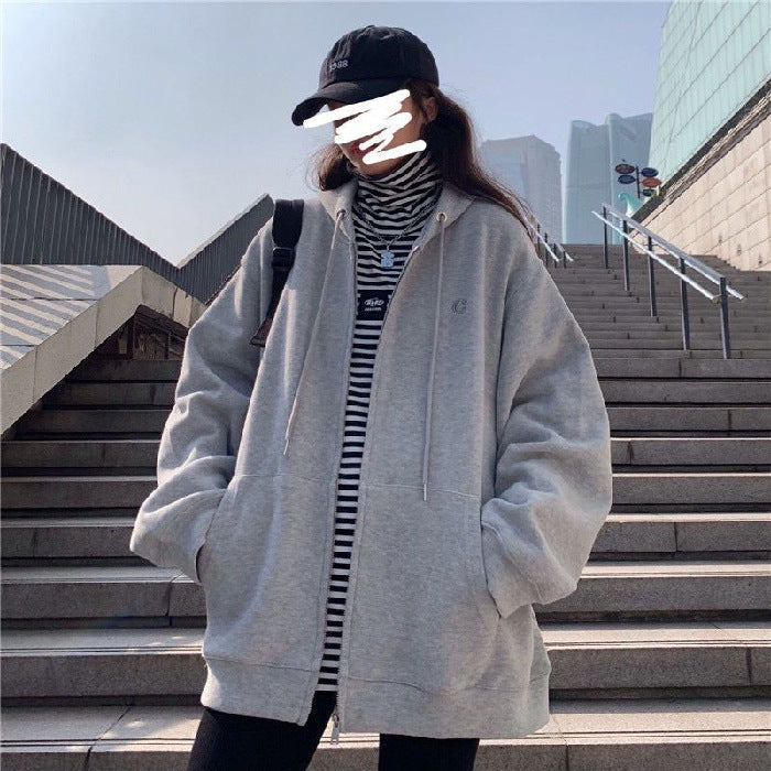 maoxiangshop College Outfits Japanese Sweet Sweater Women's Spring and Autumn 2024 New Loose Chic Lazy Casual Sports Zipper Top Coat