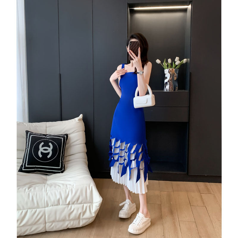 2025 Suspender dress summer women's 2022 new  temperament socialite hollow high-end design niche skirt