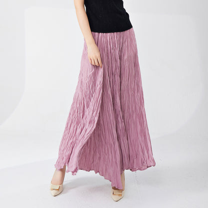 skirt long skirt new hot-selling design sense high waist drape feeling thin a-shaped skirt big swing fashion pleated skirt