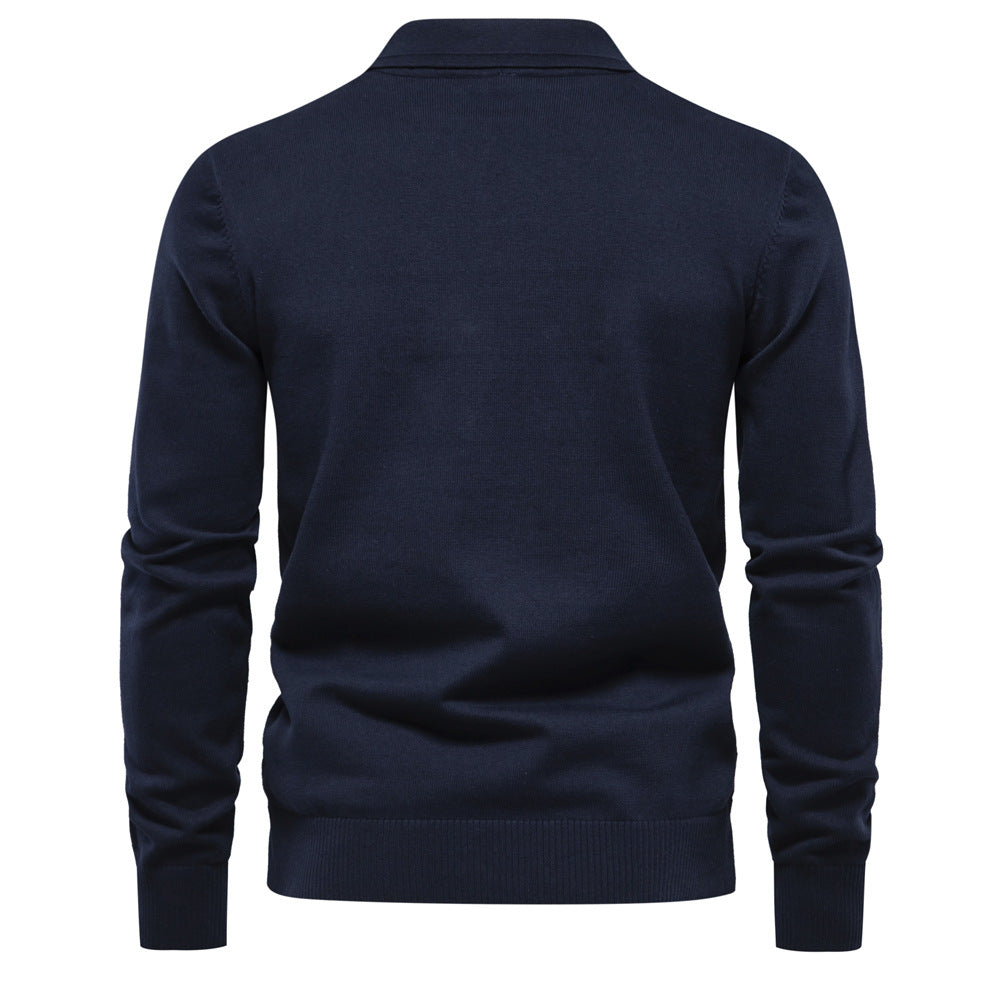 MAOXIANGSHOP 2025 autumn and winter new top long-sleeved men's sweater slim-fitting lapel high-quality men's Popularan-size knitted sweater