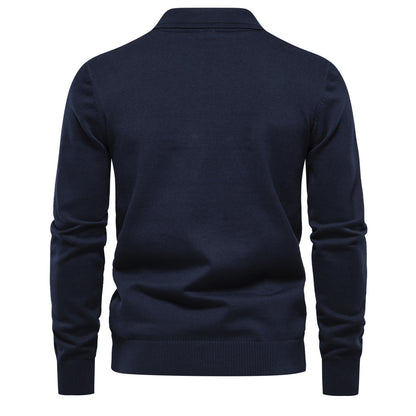 MAOXIANGSHOP 2025 autumn and winter new top long-sleeved men's sweater slim-fitting lapel high-quality men's Popularan-size knitted sweater