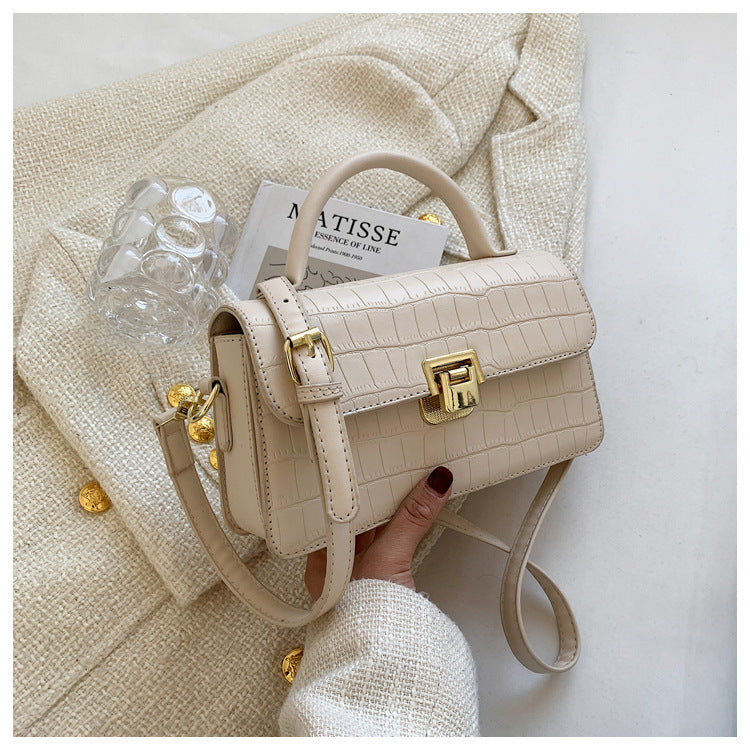 MAOXIANGSHOP 2025 Bag Women's  New Women's Bag Textured Stone Pattern Portable Small Square Bag Fashion Versatile Popular Shoulder Crossbody Bag