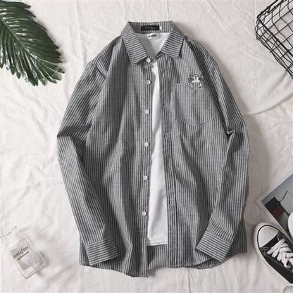 maoxiangshop-shop men fall outfits casual Colorful Plaid Couple Plaid Shirt Coat Long-Sleeved Shirt Youth Korean Casual Student Handsome Men's Shirt