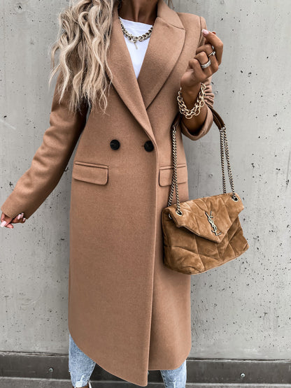 maoxiangshop 2000s fashion Autumn and Winter Long Suit Collar Woolen Coat for Women