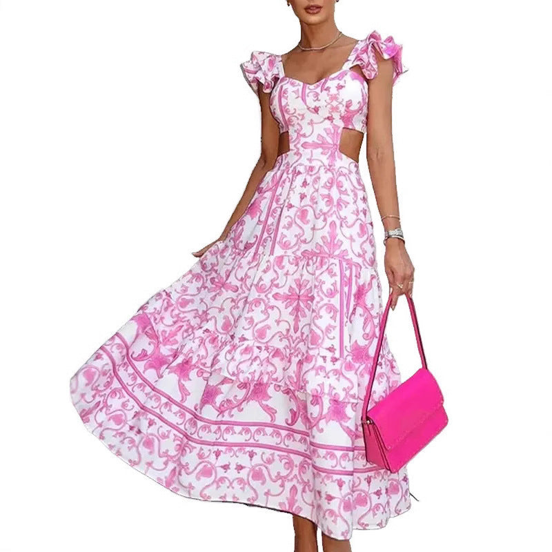 MAOXIANGSHOP 2025 2025 spring new independent station 2025 women's clothing new shoulder pads flying sleeves printing hollowed out new long models