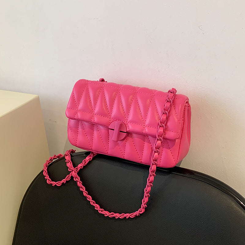 MAOXIANGSHOP 2025 Single shoulder niche design embroidery thread diamond messenger bag  new fashion versatile chain simple women's bag