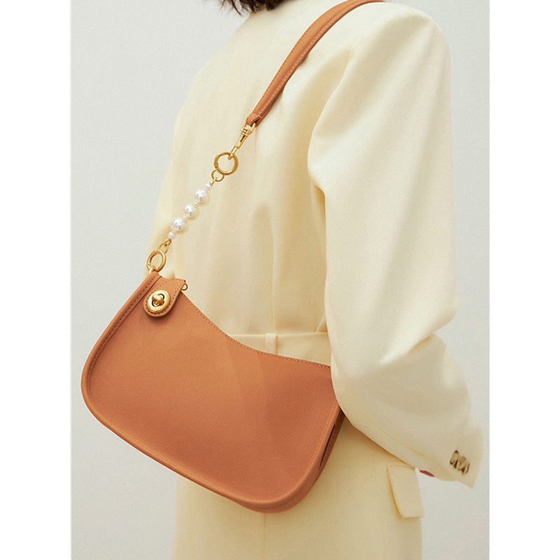 2025 Retro  armpit bag mahjong bag women's spring new trendy high-end sense versatile shoulder messenger bag baguette bag