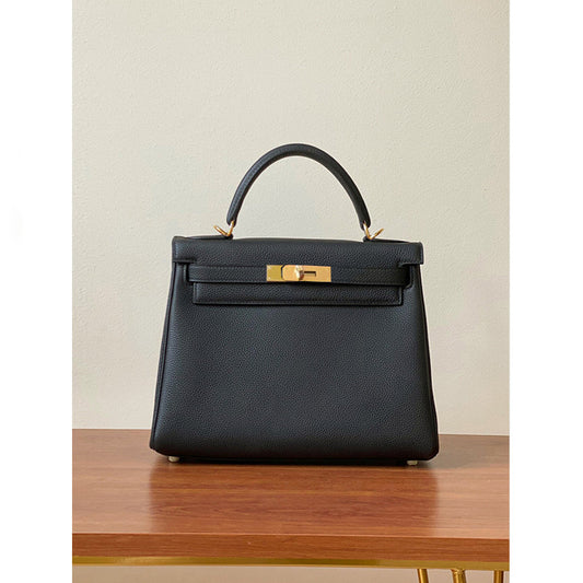 2025 new platinum bag lychee pattern first layer cowhide trendy Kelly single shoulder oblique span portable  bag women
