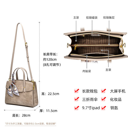 2025 Handbag  hot-selling crocodile pattern bag women's fashion large-capacity high-end shoulder bag daily commuter bag