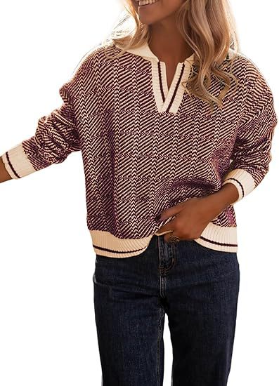 maoxiangshop 2000s fashion 2024 Autumn and Winter Knitted Pullover Lapel Women's Clothing New Hot Selling TK Hot Selling Retro Pattern