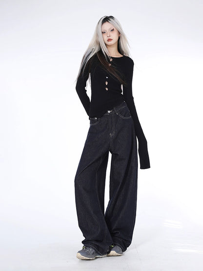 2025n Spice Girl Long Sleeve Knitted Sweater Early Autumn New Hollow Sexy Design Slim-fit Versatile Top Women's