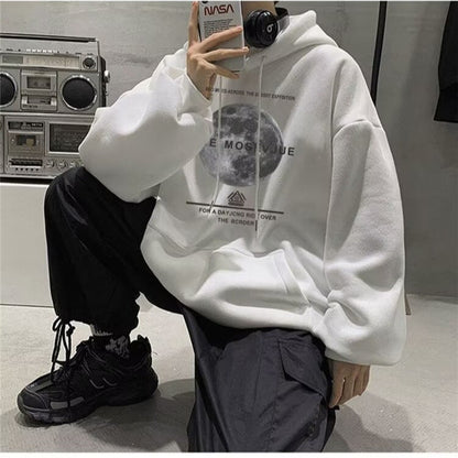maoxiangshop boy outfits Hooded Thin Sweater Men's Spring and Autumn Loose Casual Pullover Shirt Convinced Printed