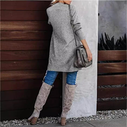 maoxiangshop 2000s fashion Fall 2024 Women's Knitted Pocket Cardigan Long Sleeve Casual Knitted Loose Sweater Sweater Coat for Women