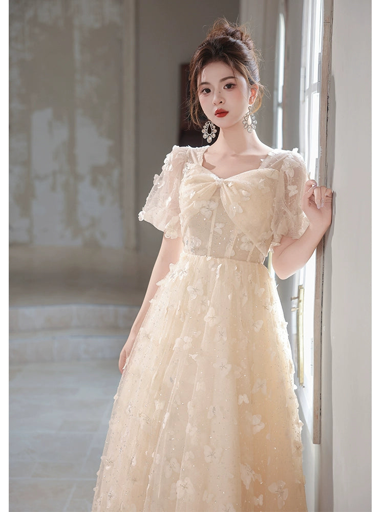 Beautiful evening dress female high sense fairy  new  banquet temperament high-end light luxury niche dress