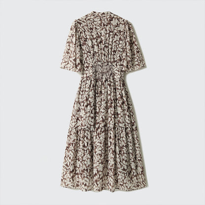2025 Mulberry silk  coffee break skirt, silk dress, split-ended holiday dress, waist and thin women's clothing summer