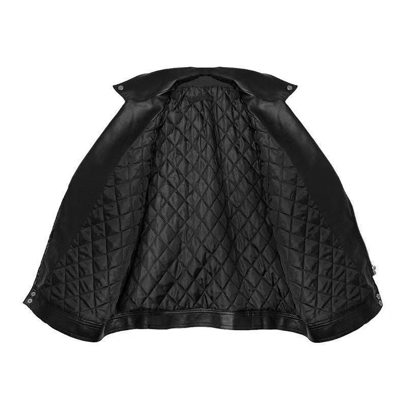 maoxiangshop fall outfits women Korean Style Casual Loose Black Motorcycle PU Leather Coat Women's Spring and Autumn Versatile Slimming plus Size Leather Jacket