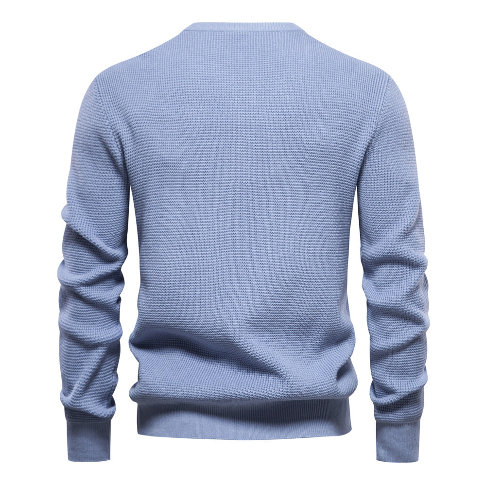 MAOXIANGSHOP 2025 Autumn new sweater men's striped splicing long-sleeved men's knitted sweater round neck trendy men's casual sweater