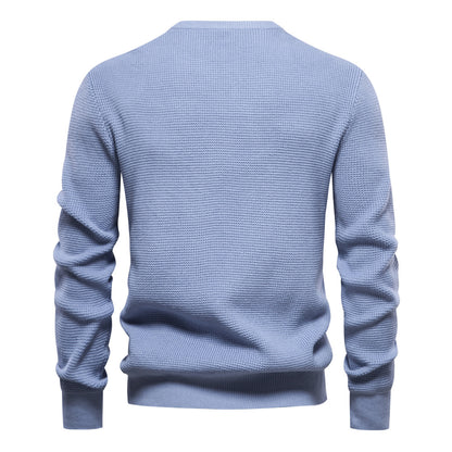 MAOXIANGSHOP 2025 Autumn new sweater men's striped splicing long-sleeved men's knitted sweater round neck trendy men's casual sweater
