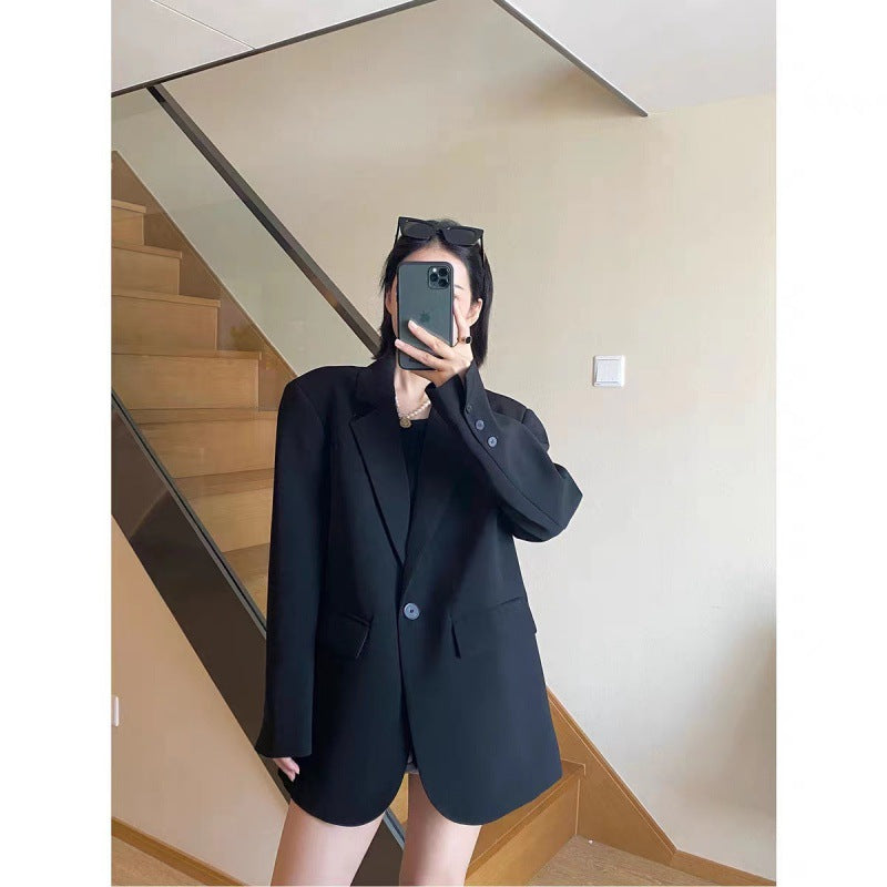 2000s fashion High-End Black Elegant Suit Jacket for Women Spring and Autumn New Small Casual Loose Korean Style Suit