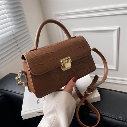 MAOXIANGSHOP 2025 Bag Women's  New Women's Bag Textured Stone Pattern Portable Small Square Bag Fashion Versatile Popular Shoulder Crossbody Bag