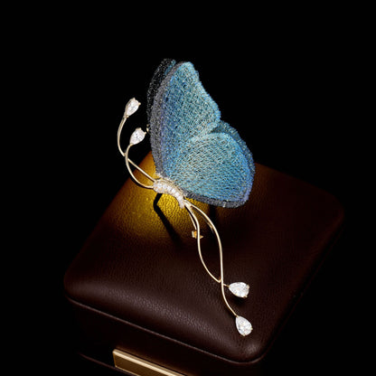 2025 Retro fabric embroidery butterfly creative brooch female niche design sense high-end fashion suit clothing accessories female