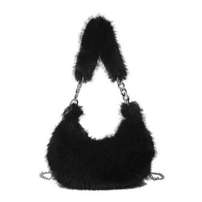 MAOXIANGSHOP 2025 autumn and winter new Korean version niche design popular popular plush portable shoulder bag chain messenger bag bag bag