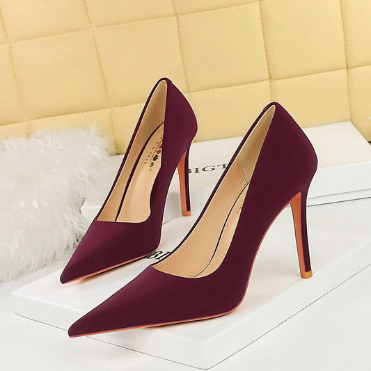 3391-10 2025 fashionable and sexy nightclubs show thin super high heels women's shoes thin heels shallow mouth pointed simple high heels