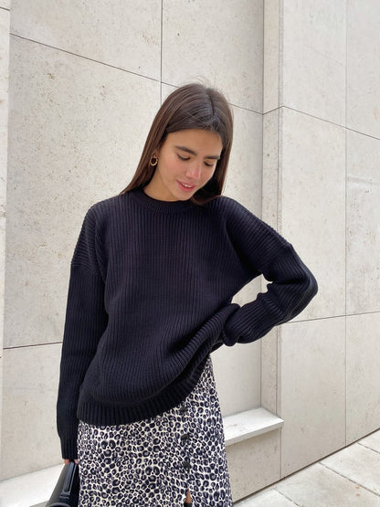 maoxiangshop 2000s fashion Women's Sweater round Neck Loose Solid Color Popular Autumn and Winter Women's Sweater