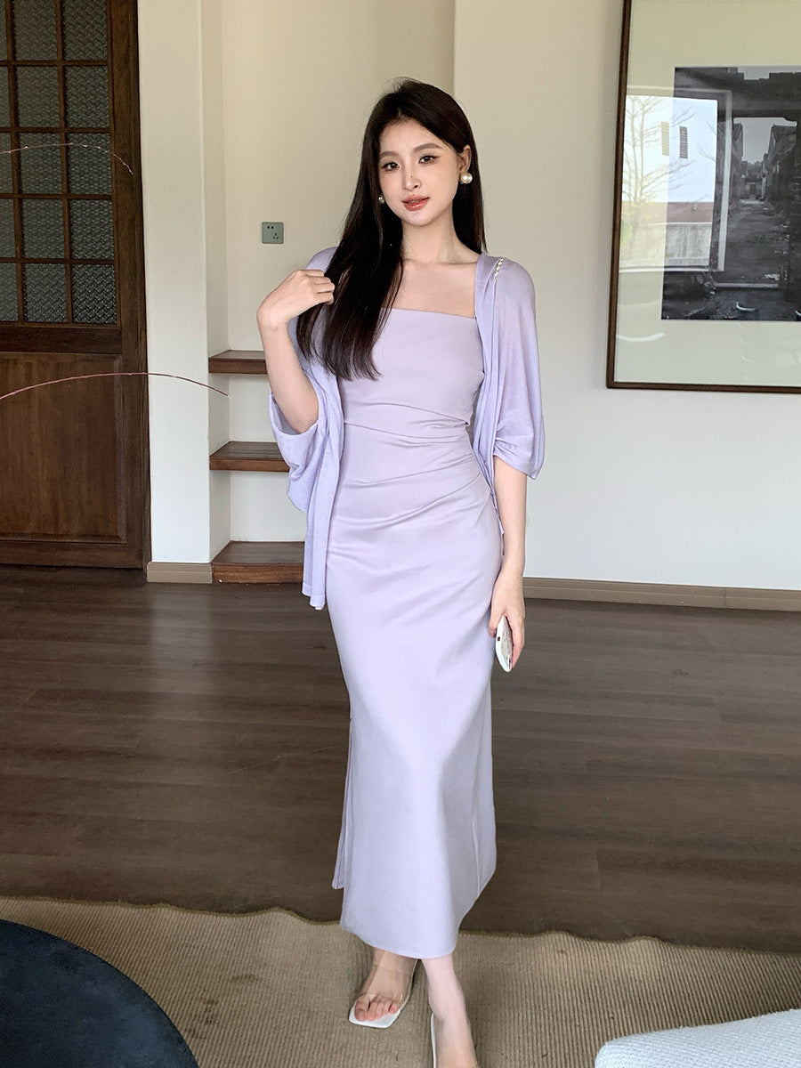 2025 summer clothing new high waist and thin temperament suspender dress high-end long dress children 88192