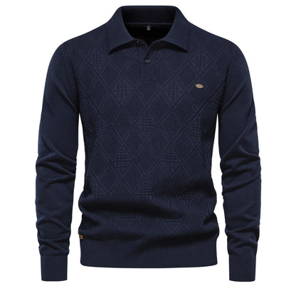 MAOXIANGSHOP 2025 autumn and winter new top long-sleeved men's sweater slim-fitting lapel high-quality men's Popularan-size knitted sweater