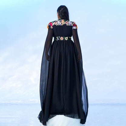 2025 Popular trade Popular,  and the United States fat mm large size women's clothing long-sleeved round neck banquet pendulum applique evening dress dress
