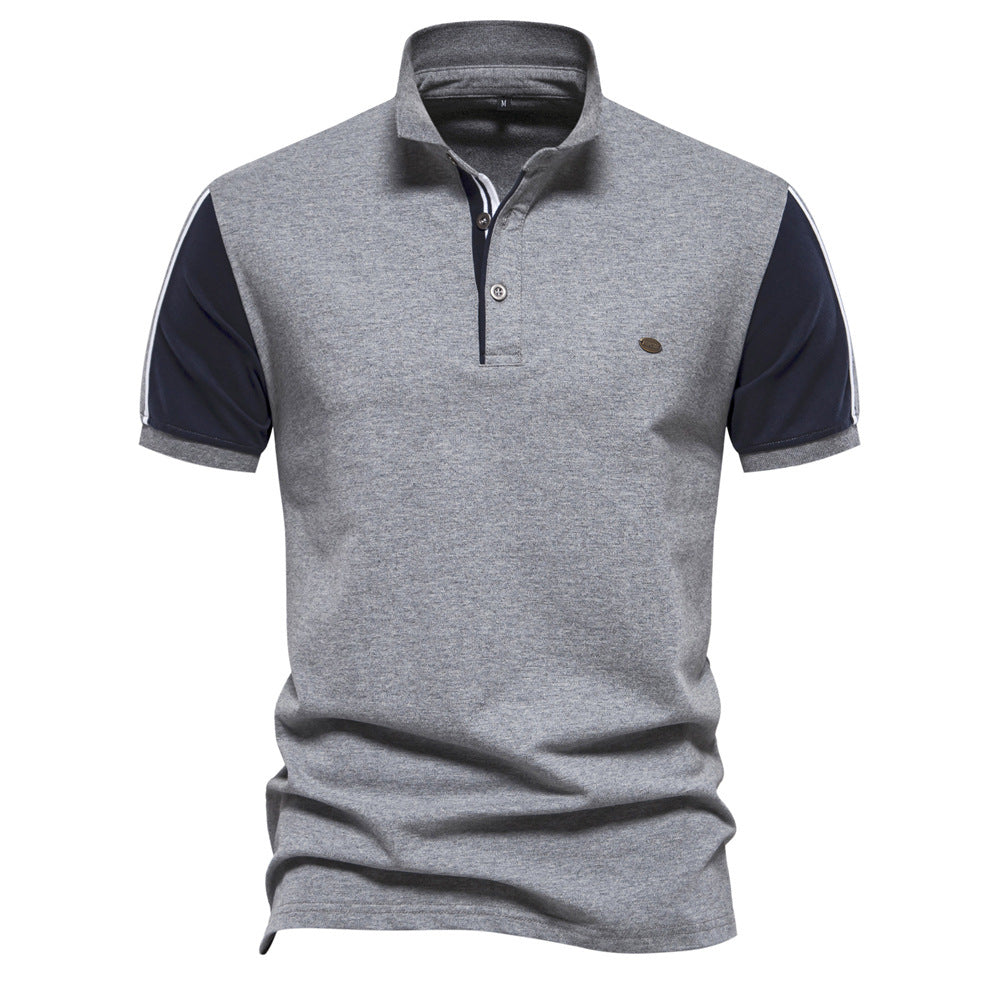 MAOXIANGSHOP 2025 popular spring and summer new New Popular trade collar POLO lapel simple fashion color matching casual men's short-sleeved T-shirt