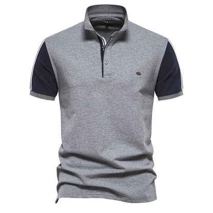 MAOXIANGSHOP 2025 popular spring and summer new New Popular trade collar POLO lapel simple fashion color matching casual men's short-sleeved T-shirt