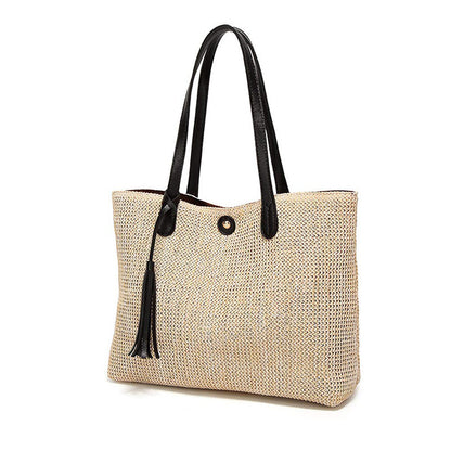 MAOXIANGSHOP Women's tote bag large-capacity bag popular new fashion handbag shoulder armpit bag straw leisure bag