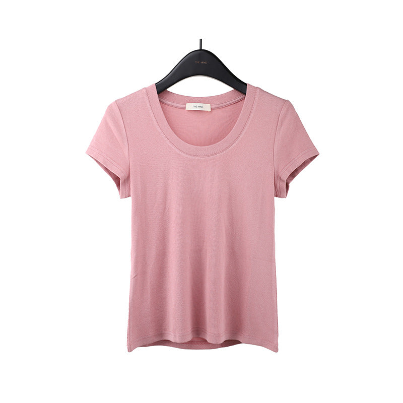 2025 [11 colors] Basic round neck short-sleeved T-shirt women's 2025 summer new simple and versatile solid color top T003