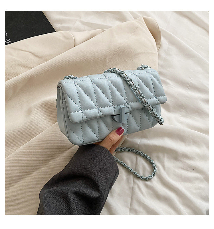 MAOXIANGSHOP 2025 Single shoulder niche design embroidery thread diamond messenger bag  new fashion versatile chain simple women's bag