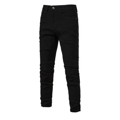 MAOXIANGSHOP 2025 Spring and Autumn New Men's Personalized Denim Washed Trend Casual Micro-elastic Straight Pants