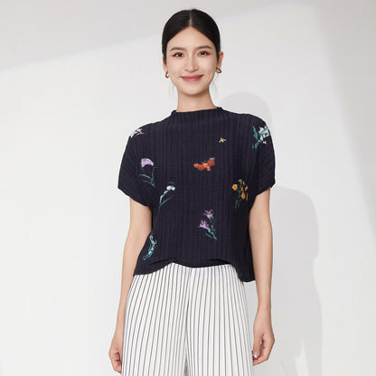 top women's summer high-end sense loose light luxury bat sleeves light breathable jumper versatile short-sleeved T-shirt